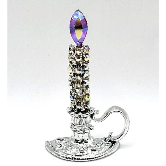 Vintage Mid Century Dodds Candlestick Brooch AB Crystal 2.5in - Picture 1 of 4